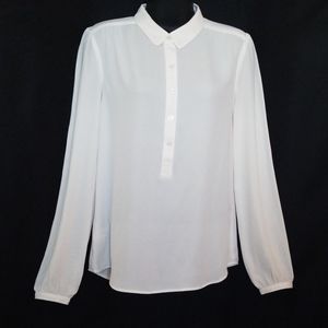 Ann Taylor LOFT Warm White Chiffon Blouse